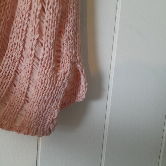 Nylon Apparel Size M/L Short Sleeve Stretch Sheer Crochet Cover Up Relaxed Fit - Picture 6 of 8